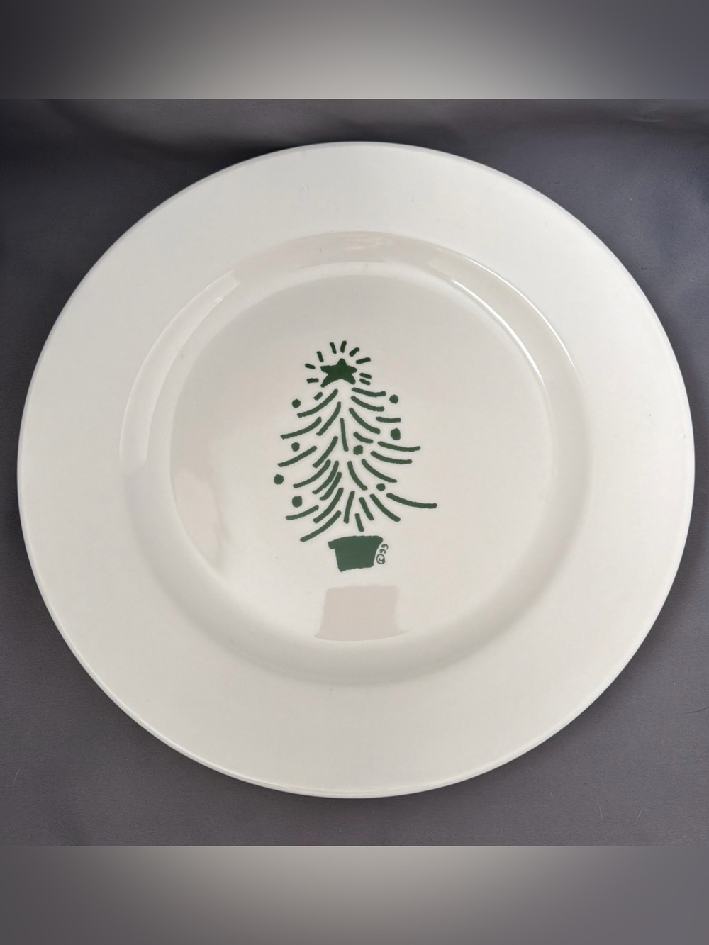 CRATE & BARREL Trish Richman At Home 1999 GREEN CHRISTMAS TREE Serving Platter